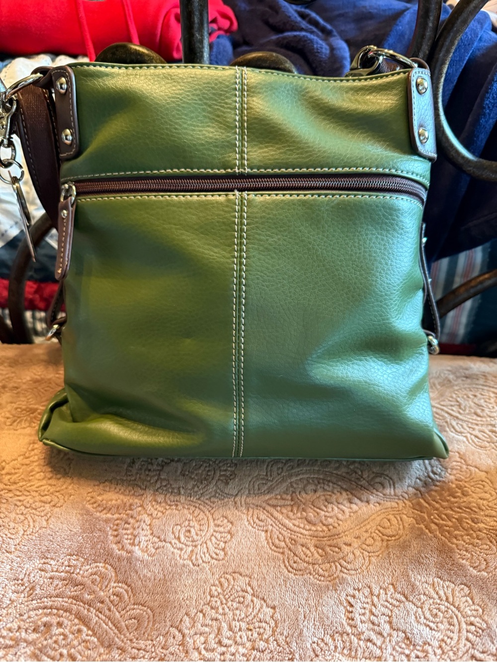 NWOT Tyler Rodan Olive Green Leather Crossbody with Front Zip